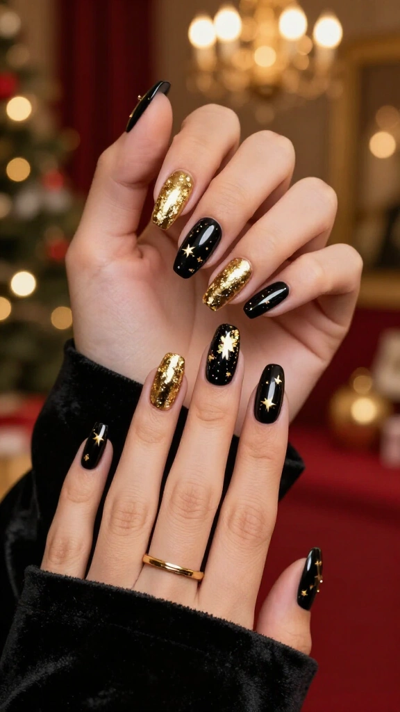 Black and gold Christmas glam
