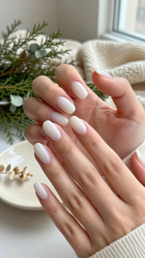 Milky coconut glass nails