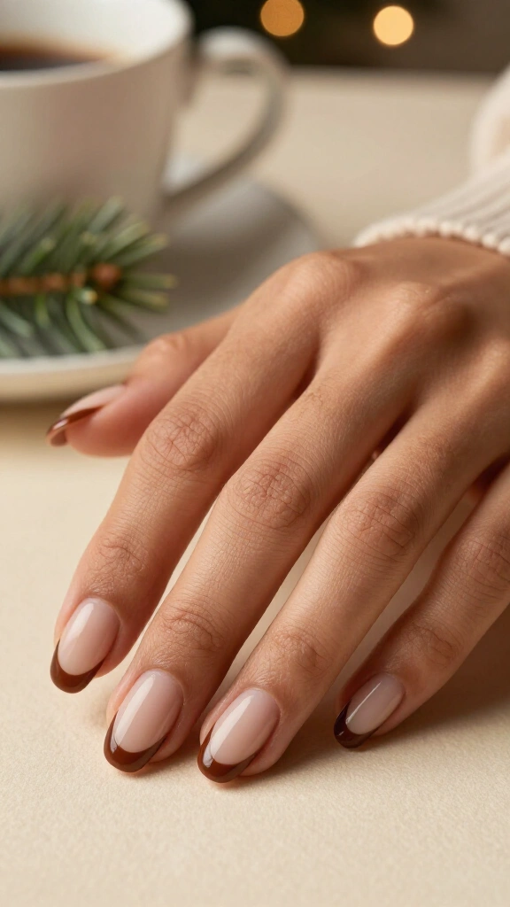 Chestnut brown negative space arcs