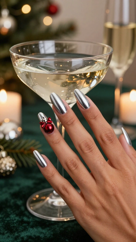 Silver chrome ornament nails
