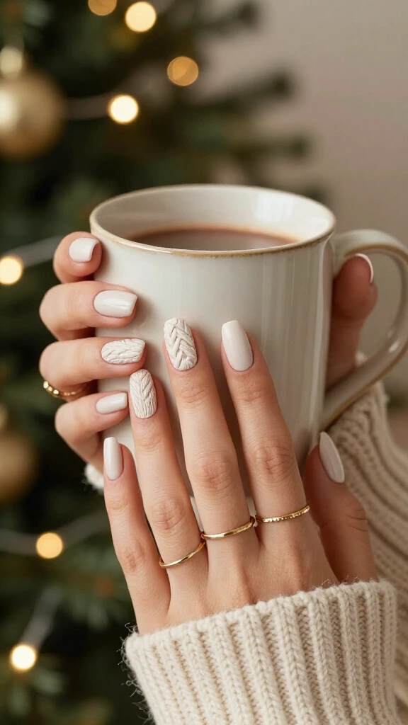 Cozy sweater texture gel nails
