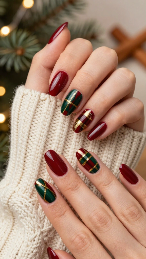 Tartan Plaid Statement Nails