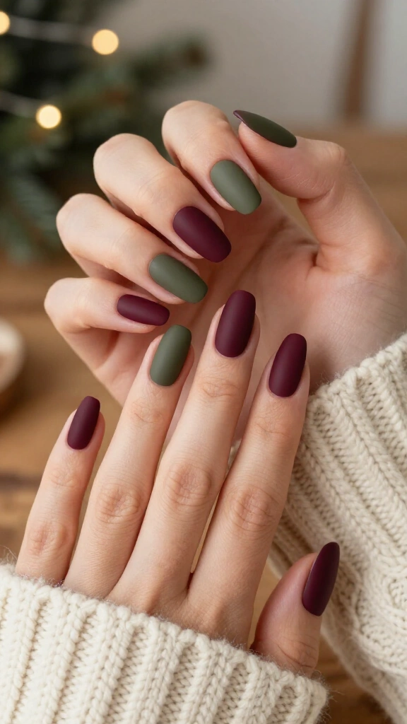 Matte Olive & Burgundy Ombré