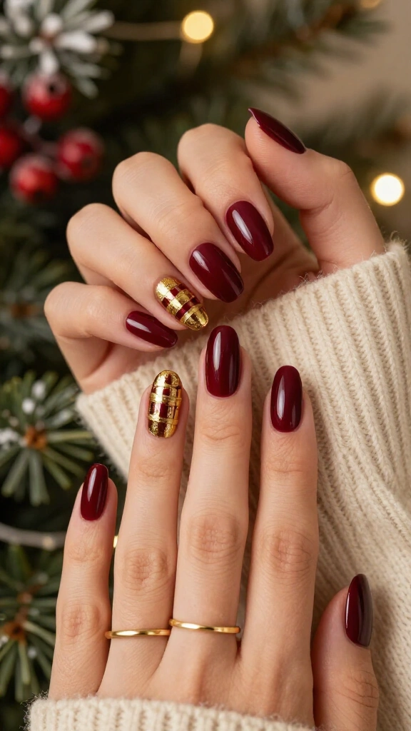 Deep Burgundy and Gold Ribbon Strips