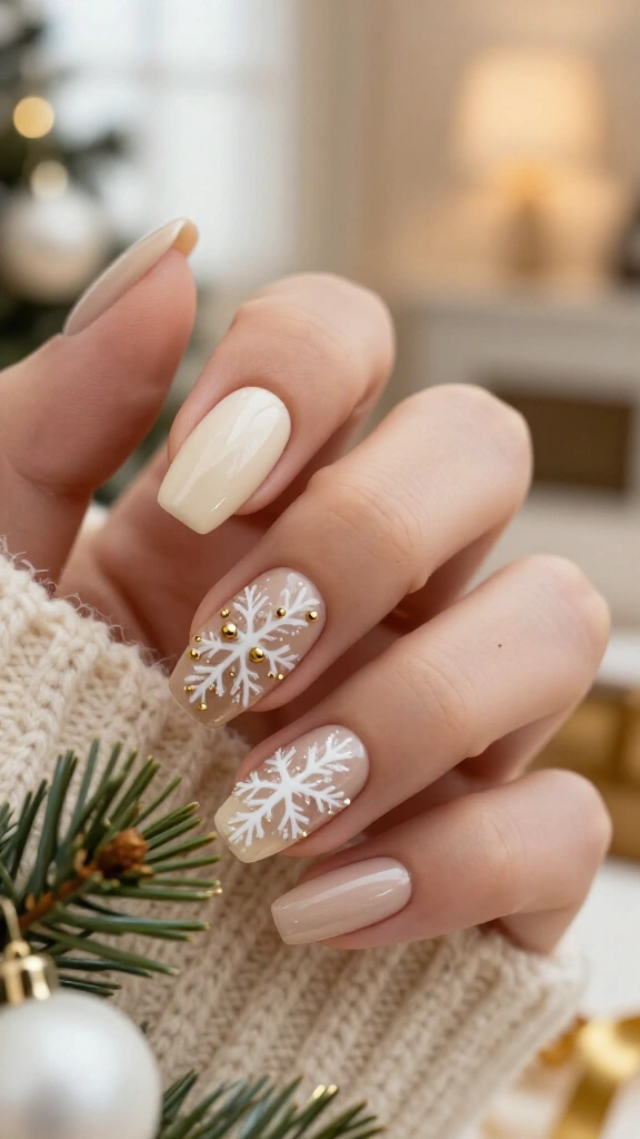Frosted Snowflakes with Gold Stems