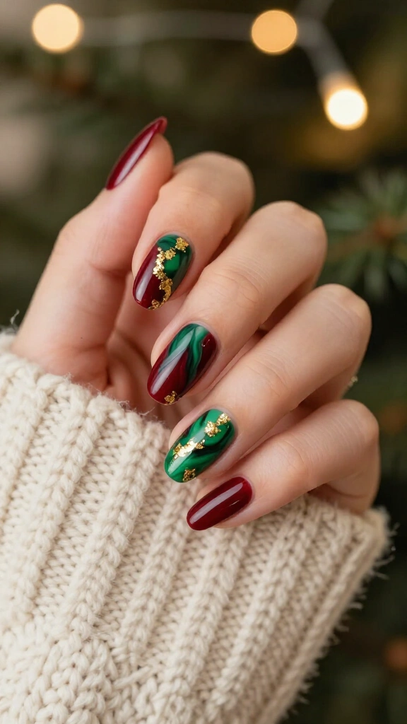 Gold Foil & Cranberry Marble