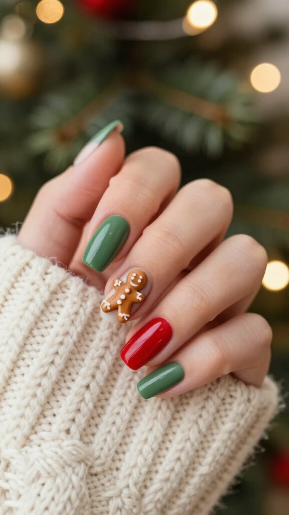 Gingerbread Accents on Red & Moss Green