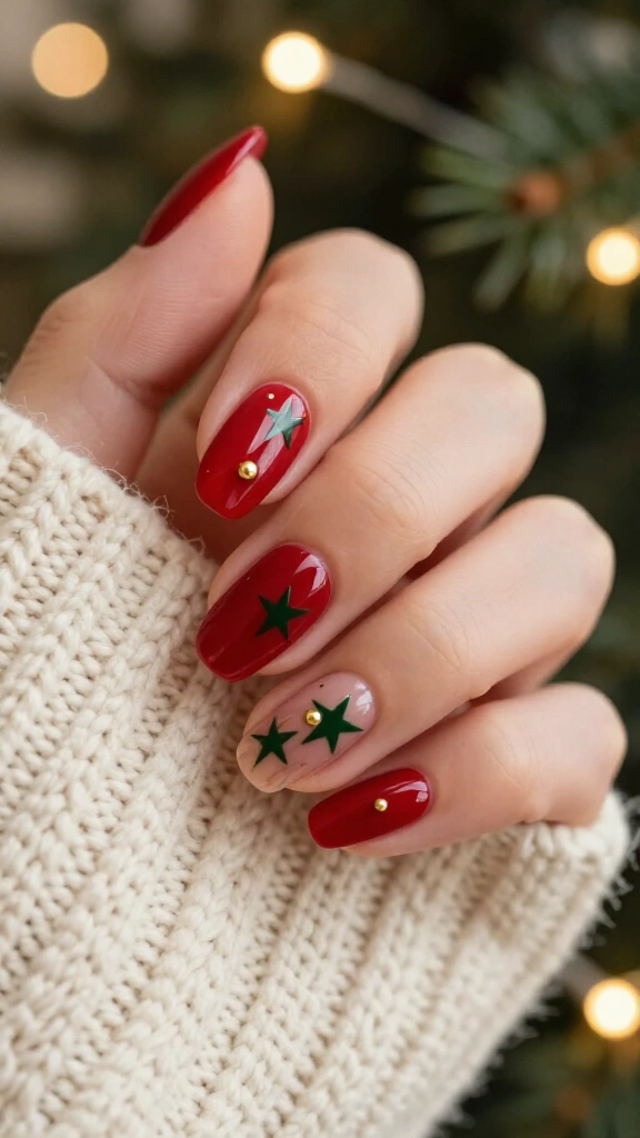 Dainty Starbursts on Deep Scarlet