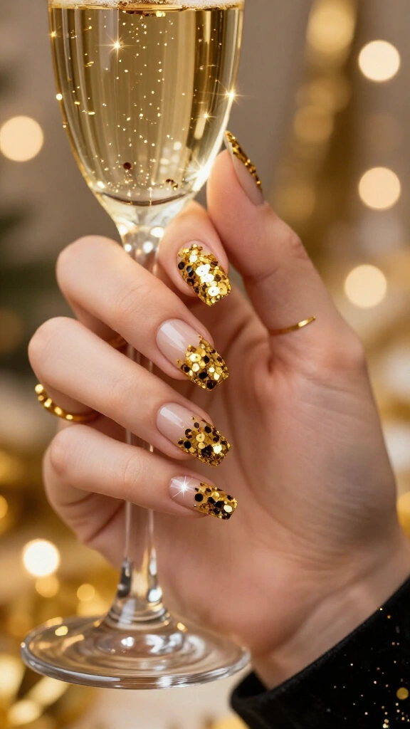 Gold Confetti Disco Tips