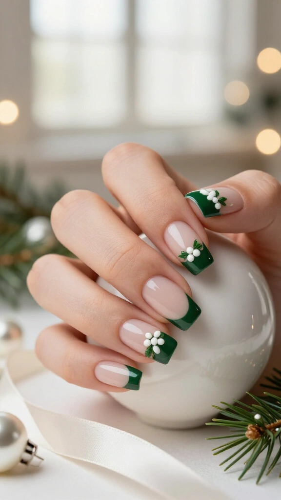 French green mistletoe nails
