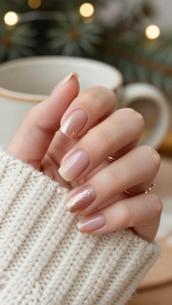 Rose gold glitter fade