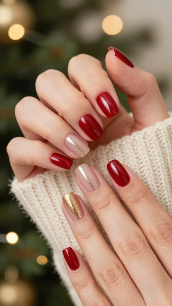 Crimson red with a single gold stripe