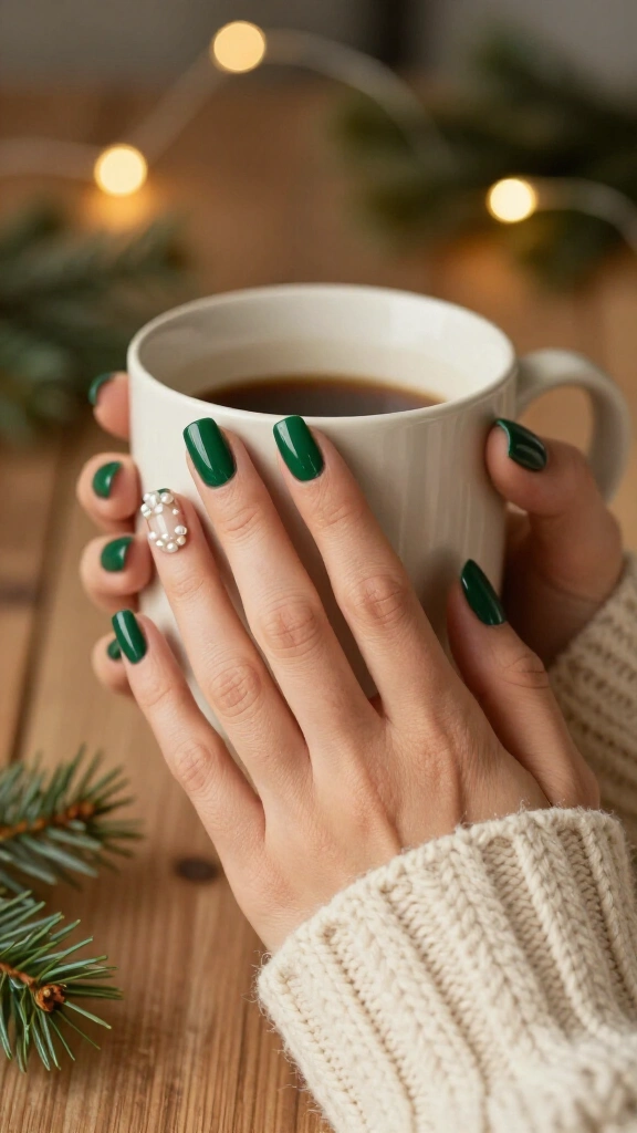 Forest green with pearl studs
