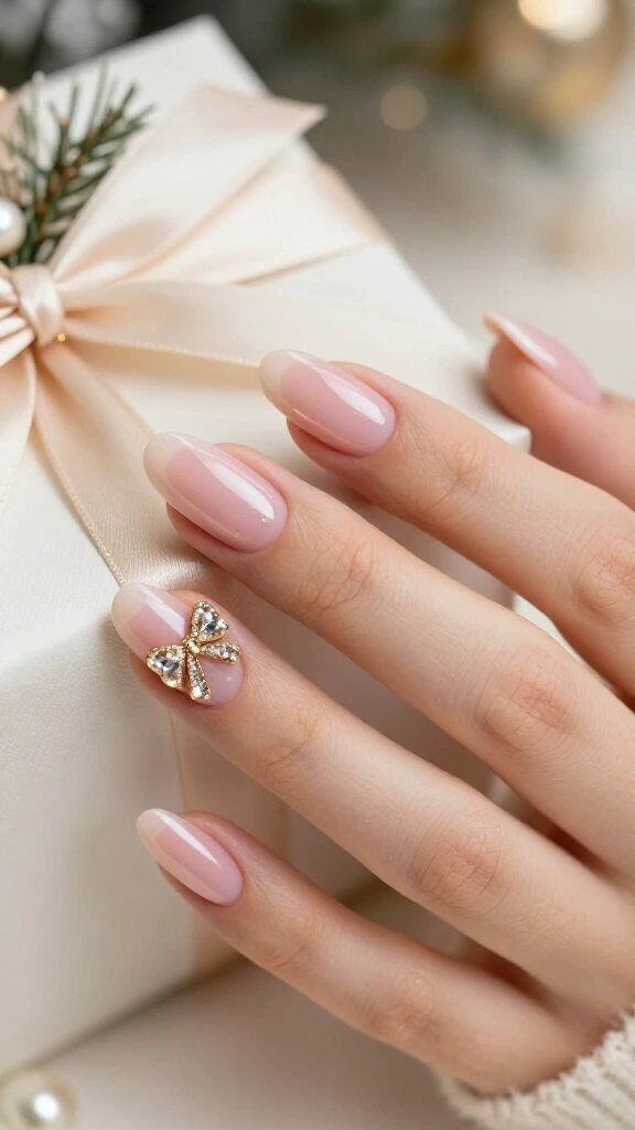 Sheer pink with tiny rhinestone bows