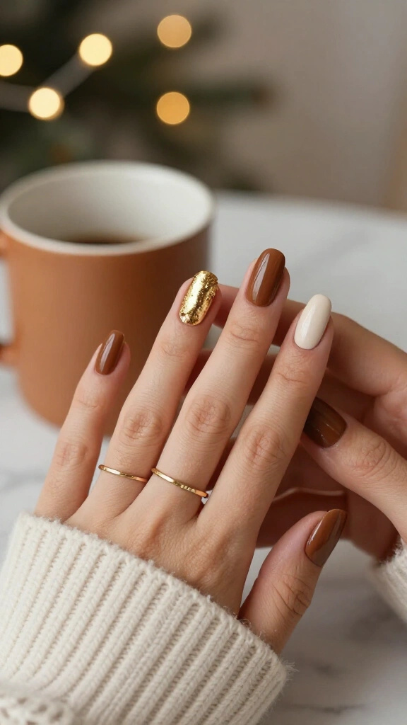 Warm hazelnut with gold foil corners