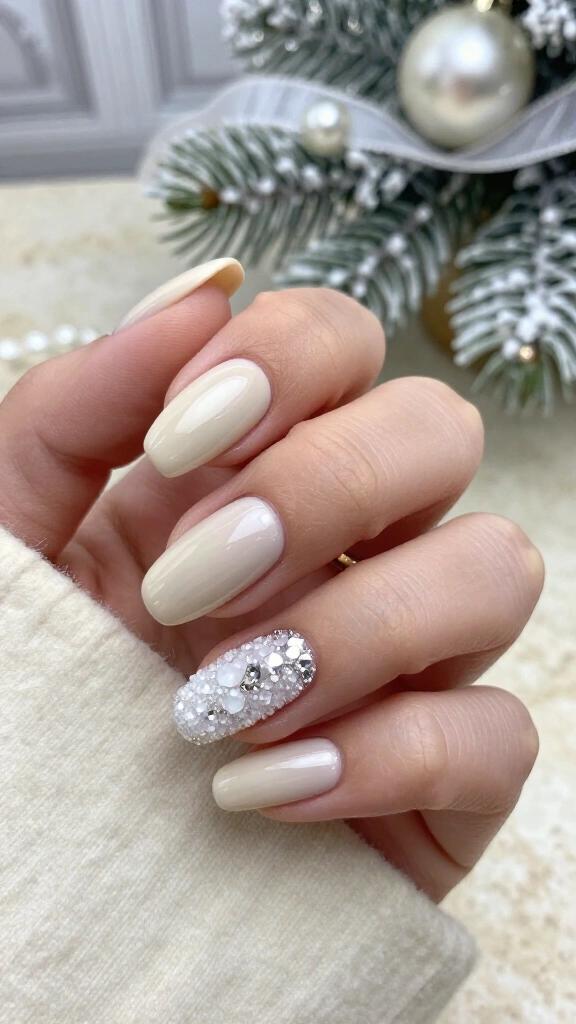 Crystal snow sugar accent nail
