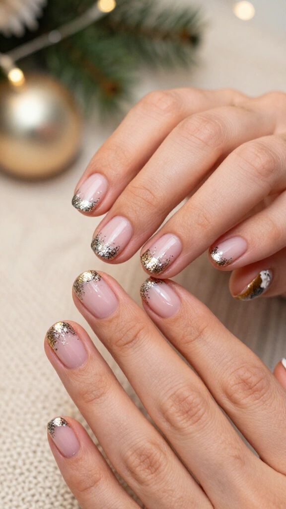 Chunky tinsel French tips