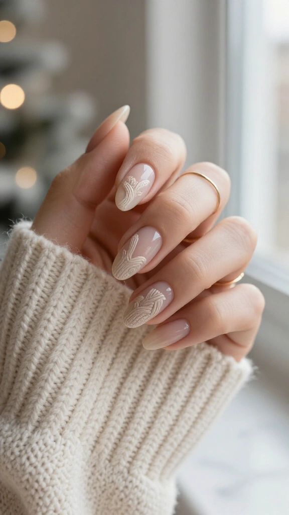 Cashmere knit pattern on sheer nude