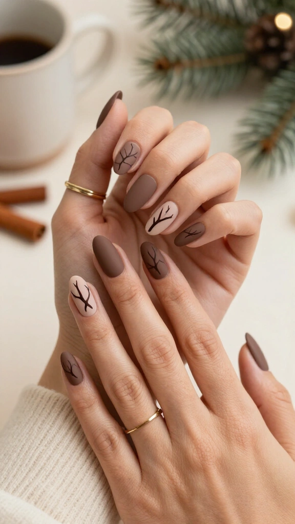 Matte Chocolate Antler Silhouette