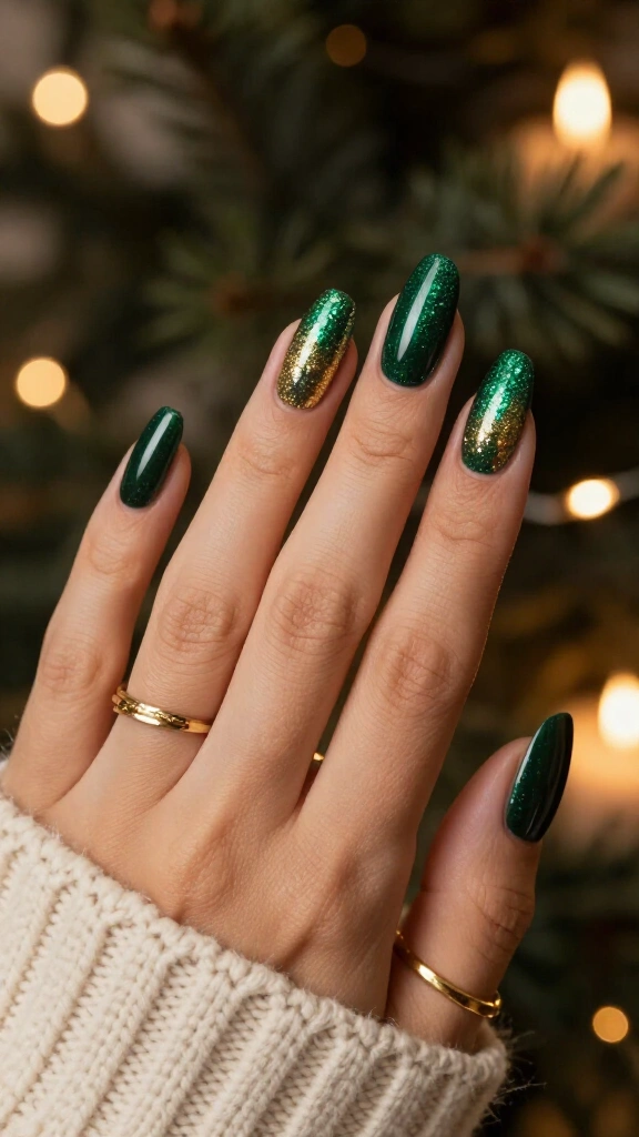 Glittering Emerald Ombré