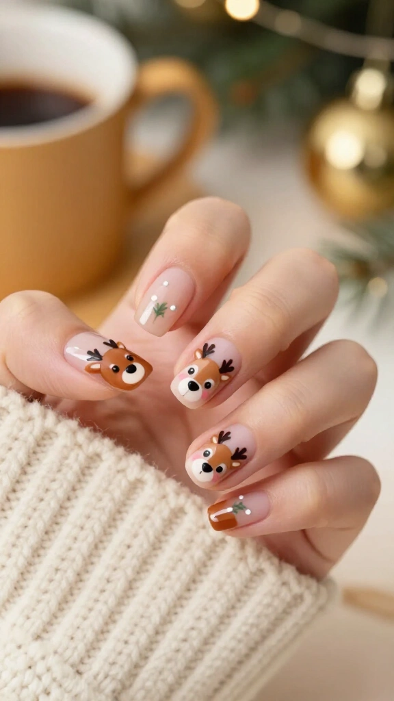 Whimsical Cartoon Reindeer Face