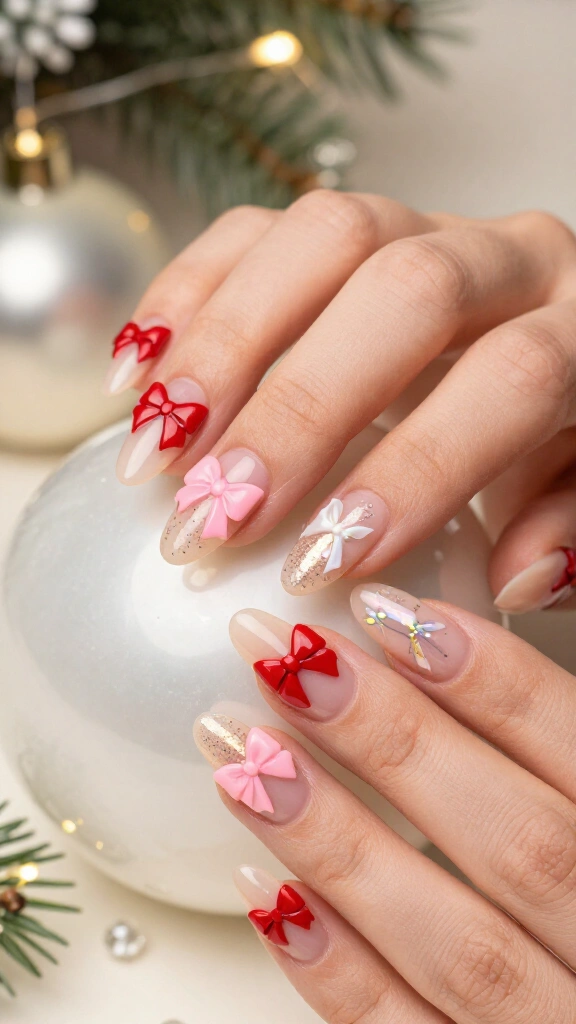 Clear jelly nails with floating bows