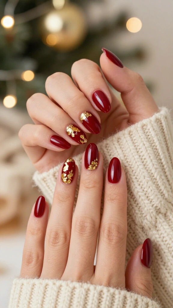 Gold Foil & Cranberry Red