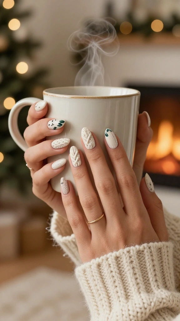 Cozy Cable Knit Sweater Nails
