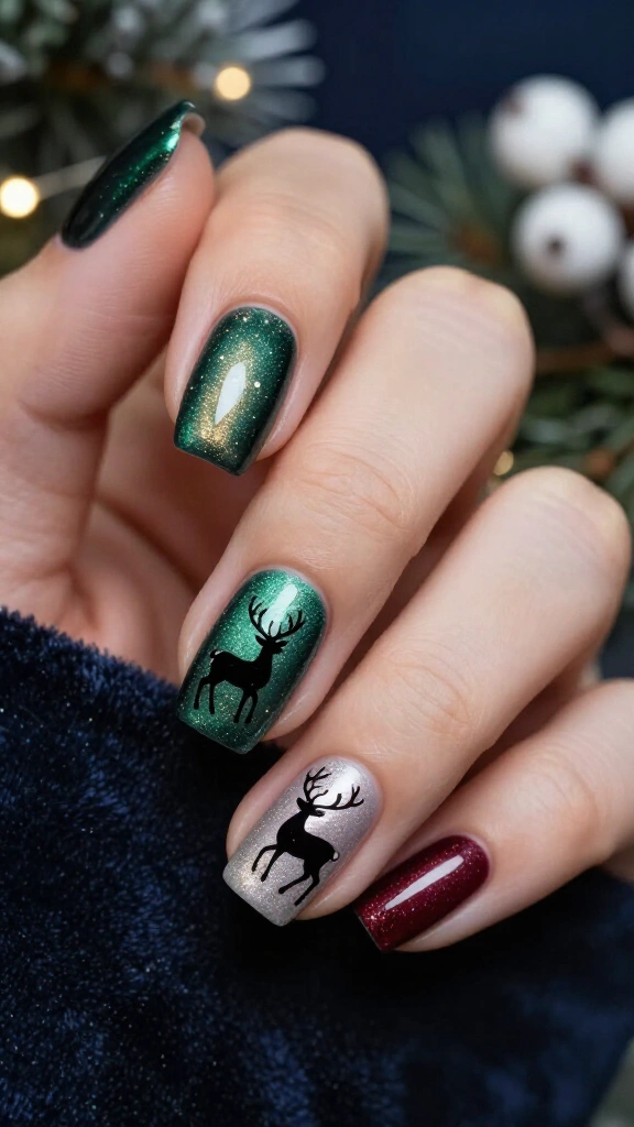 Velvet Magnetic Polish with Floating Reindeer