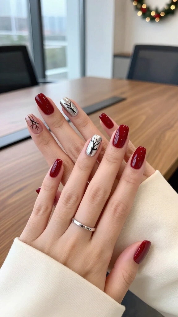 Glossy Cherry Red with Abstract Antlers