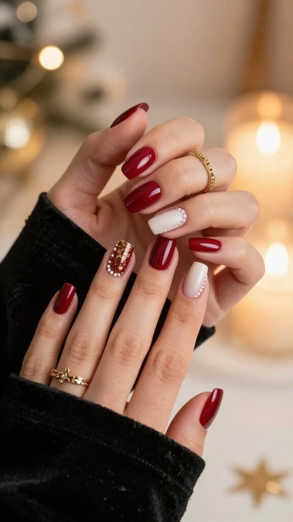Classic Glossy Cherry with Pearl Accents