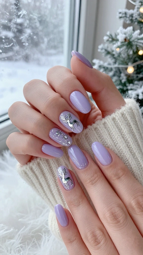 Pastel Lilac & Silver Nordic Deer
