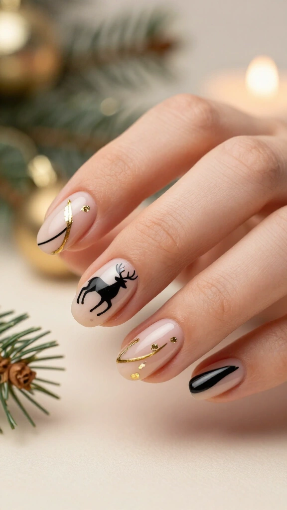 Negative Space Crescent Moon & Reindeer