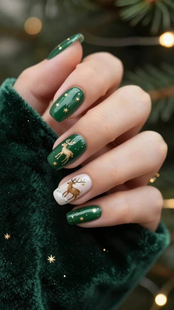 Golden Starburst & Grazing Reindeer