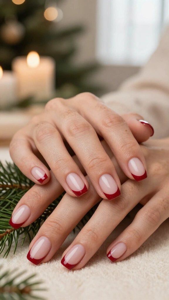 Micro French Tips in Crimson