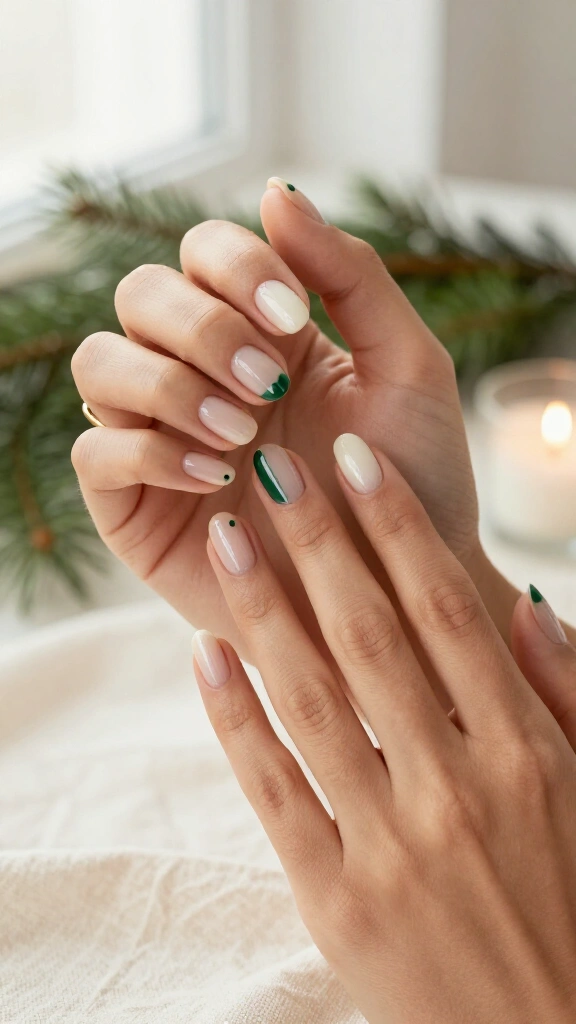 Sheer Milky Glaze with a Single Emerald Dot