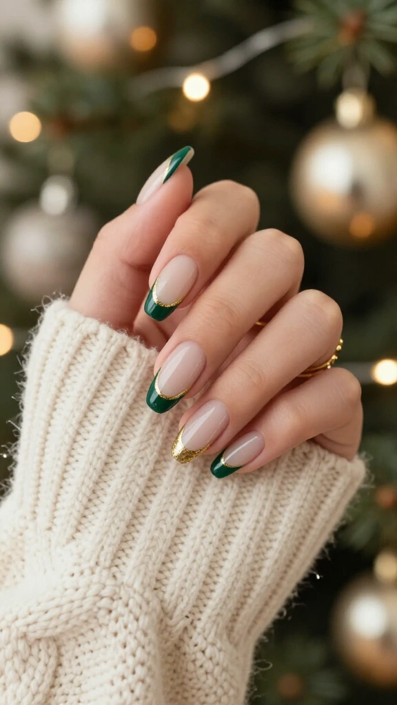 Deep Emerald Green with Gold Micro-Borders