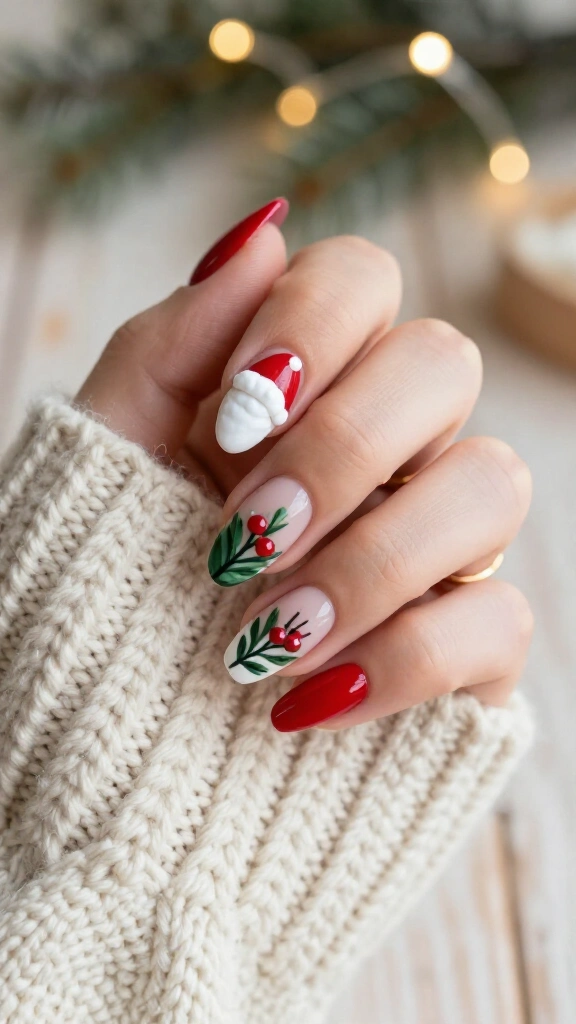 Santa Hats with Mistletoe Details