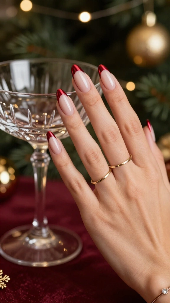 Ruby Red Chrome French Smile Lines