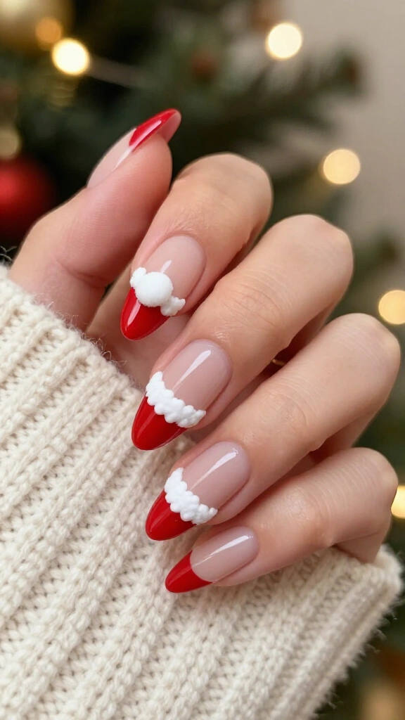 Santa Hat Cuticle Art