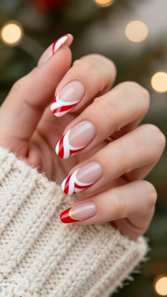 Peppermint Swirl Asymmetric Tips