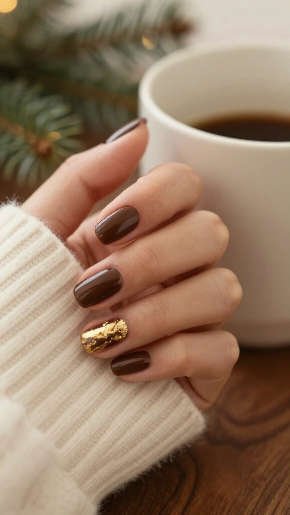 Deep Espresso Cream with Gold Foil Swish