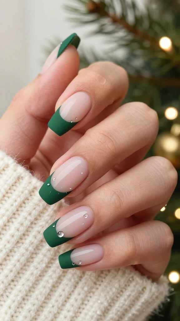 Forest Green Matte Tips with Glossy Accents