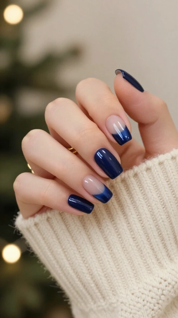 Clear Glaze with Midnight Blue Micro French