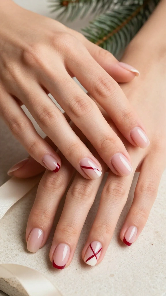 Candy Cane Fine Striping on One Finger