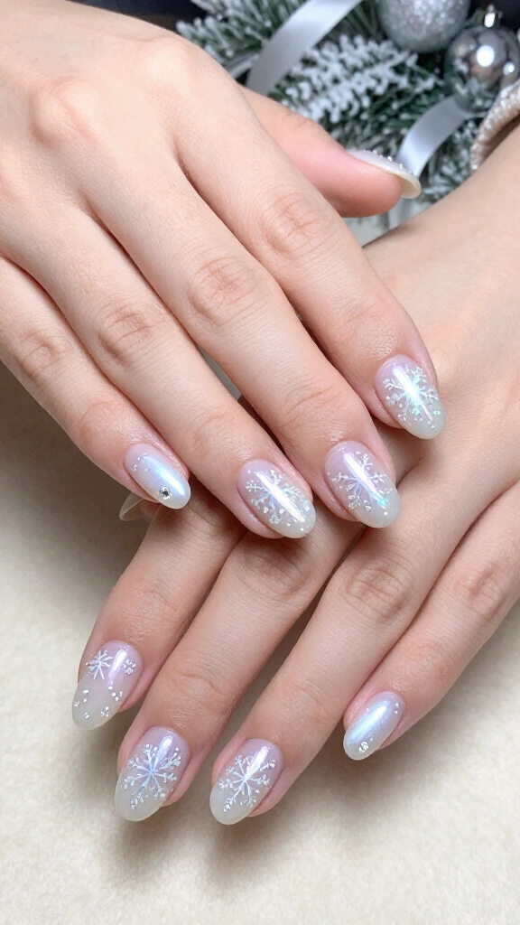 Iridescent Snowflakes on Milky Quartz
