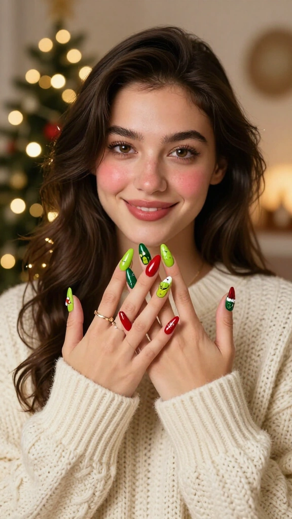 Grinch nail stickers and decals