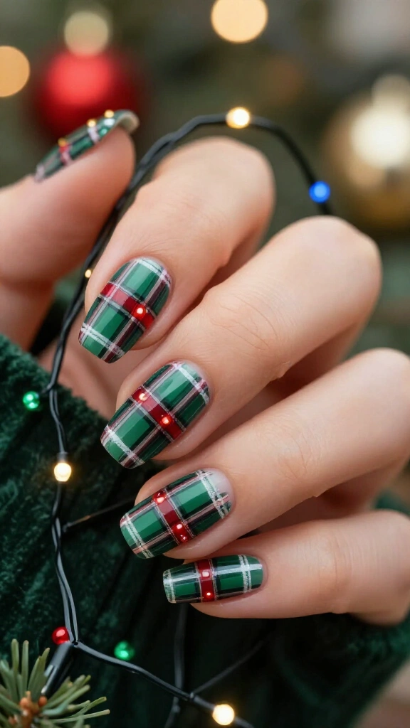Plaid Print with Tangled Lights