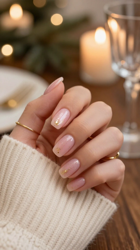 Sheer Milky Pink with Fine Gold Shimmer