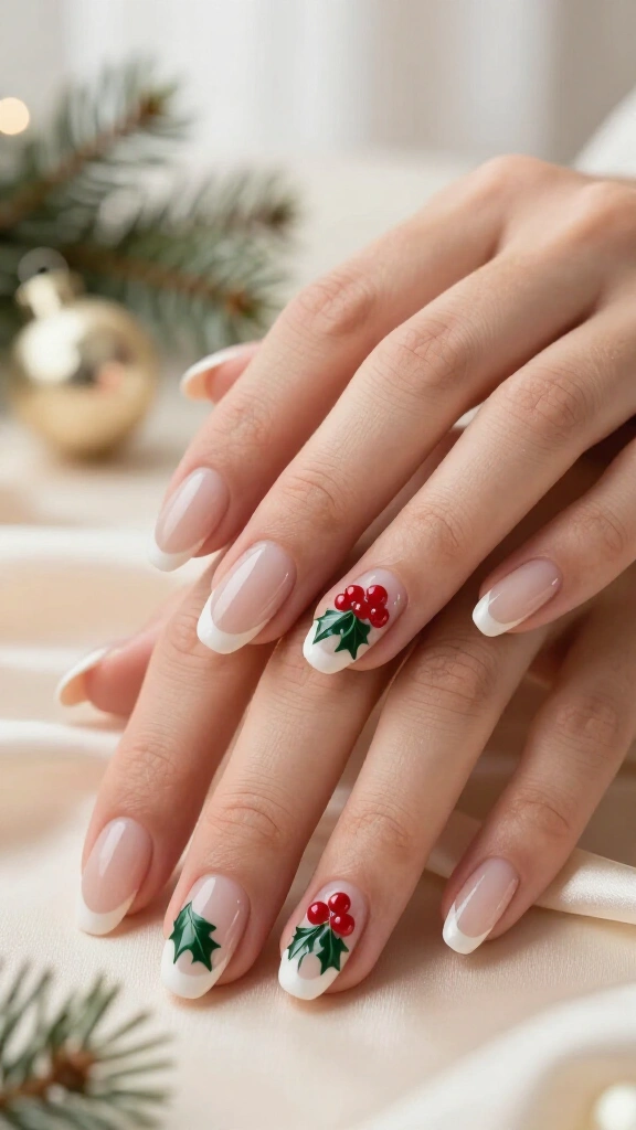 Tiny holly French tips